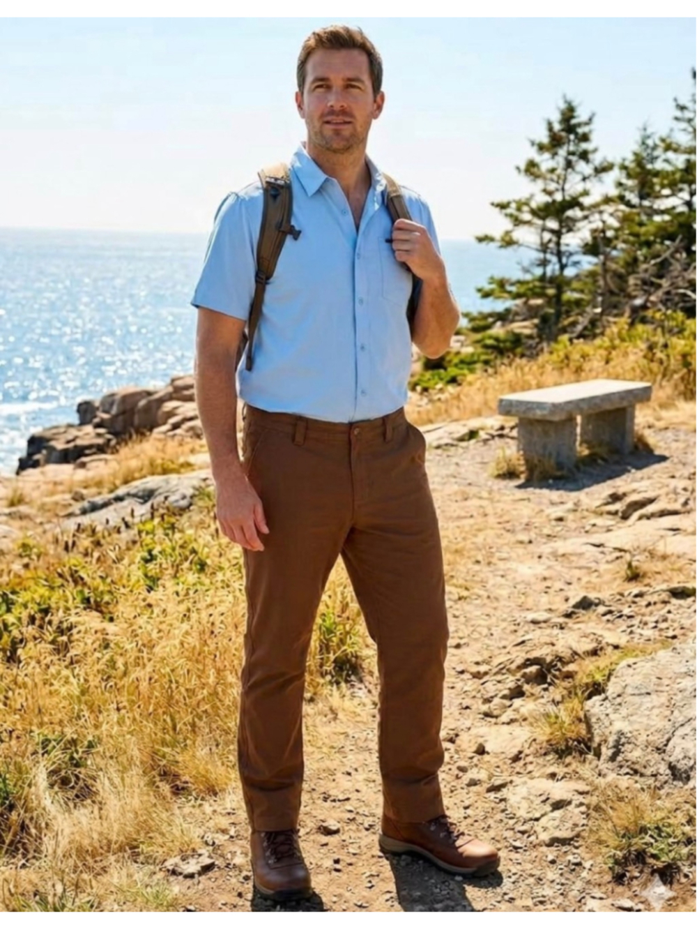 Men's Columbia Brown Pants size 42x30 ROC II Utility Work Hike Pants Omni-Shade